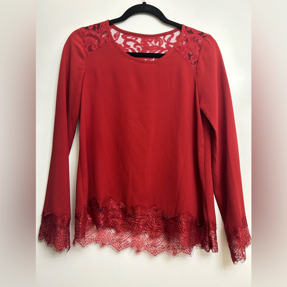 Red Long Sleeve with Lace Size: S